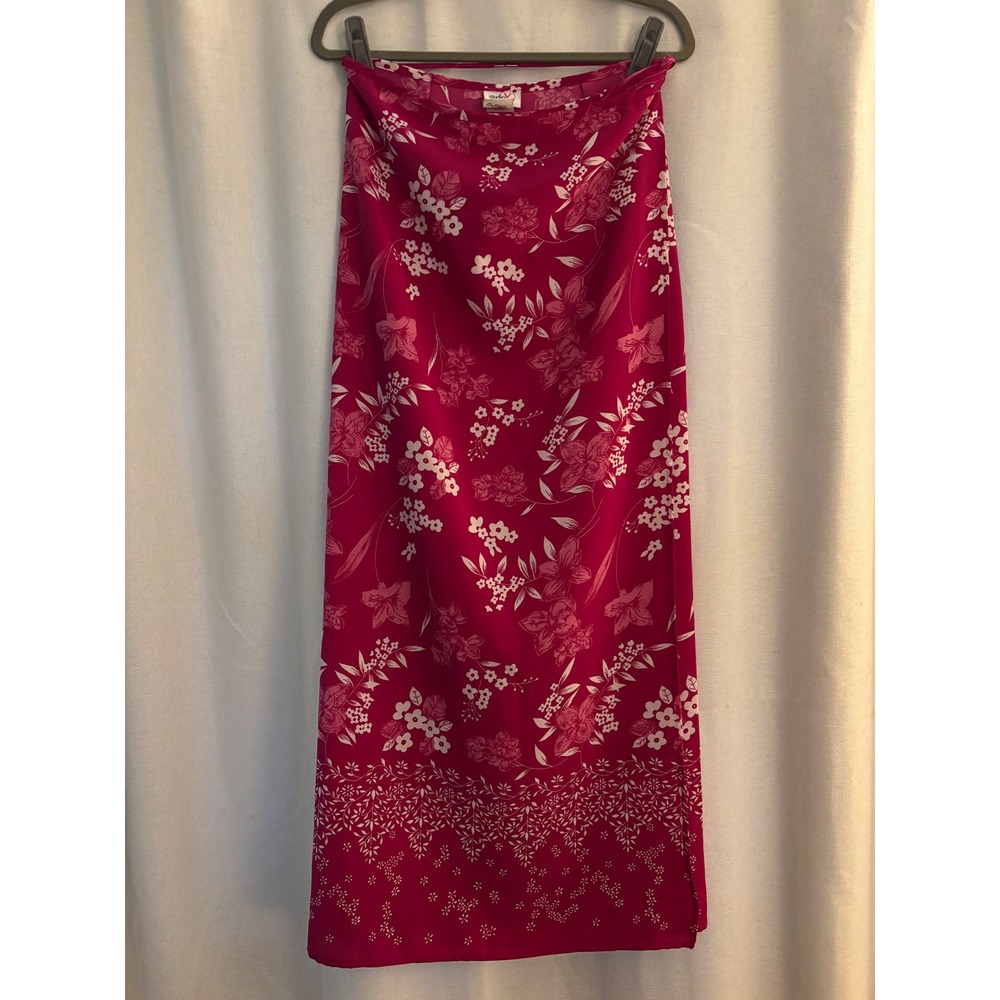 Vintage Style Studio Y Pink Floral Wrap Skirt Size Large